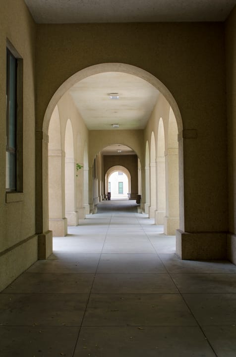 Covered walkway in the Quad, Louisiana State University, Baton Rouge, Louisiana