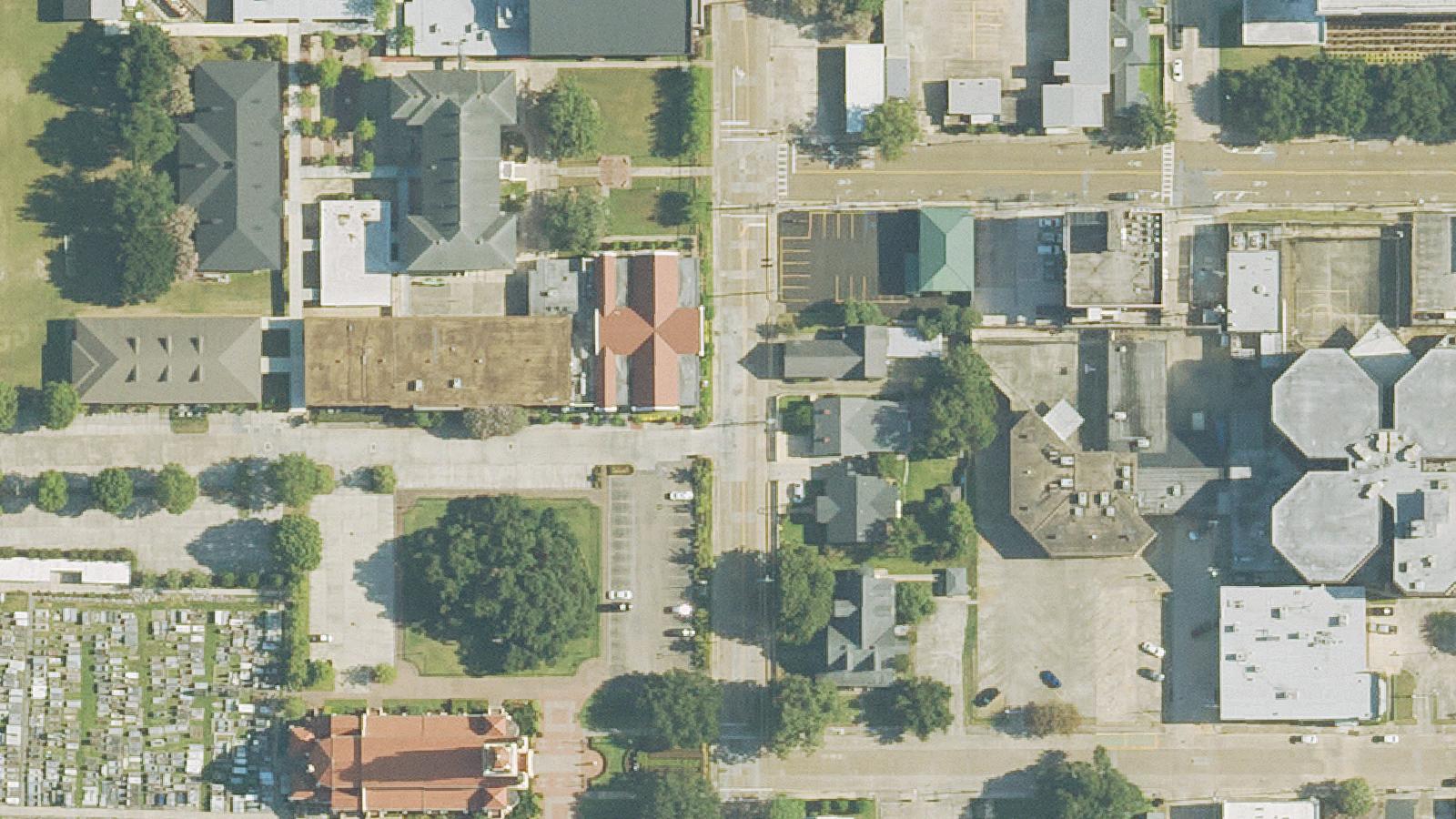 Aerial survey view of St. John Cemetery