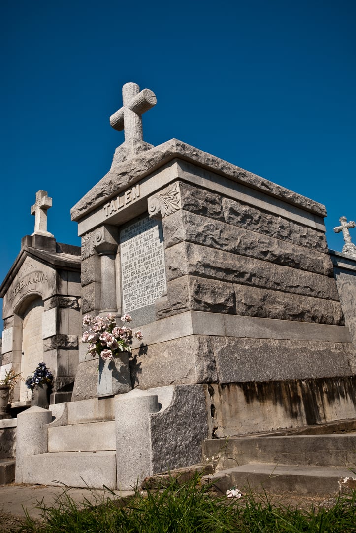 Whitewashed above-ground tombs at St. Louis Cemetery No. 1 in New Orleans, Louisiana