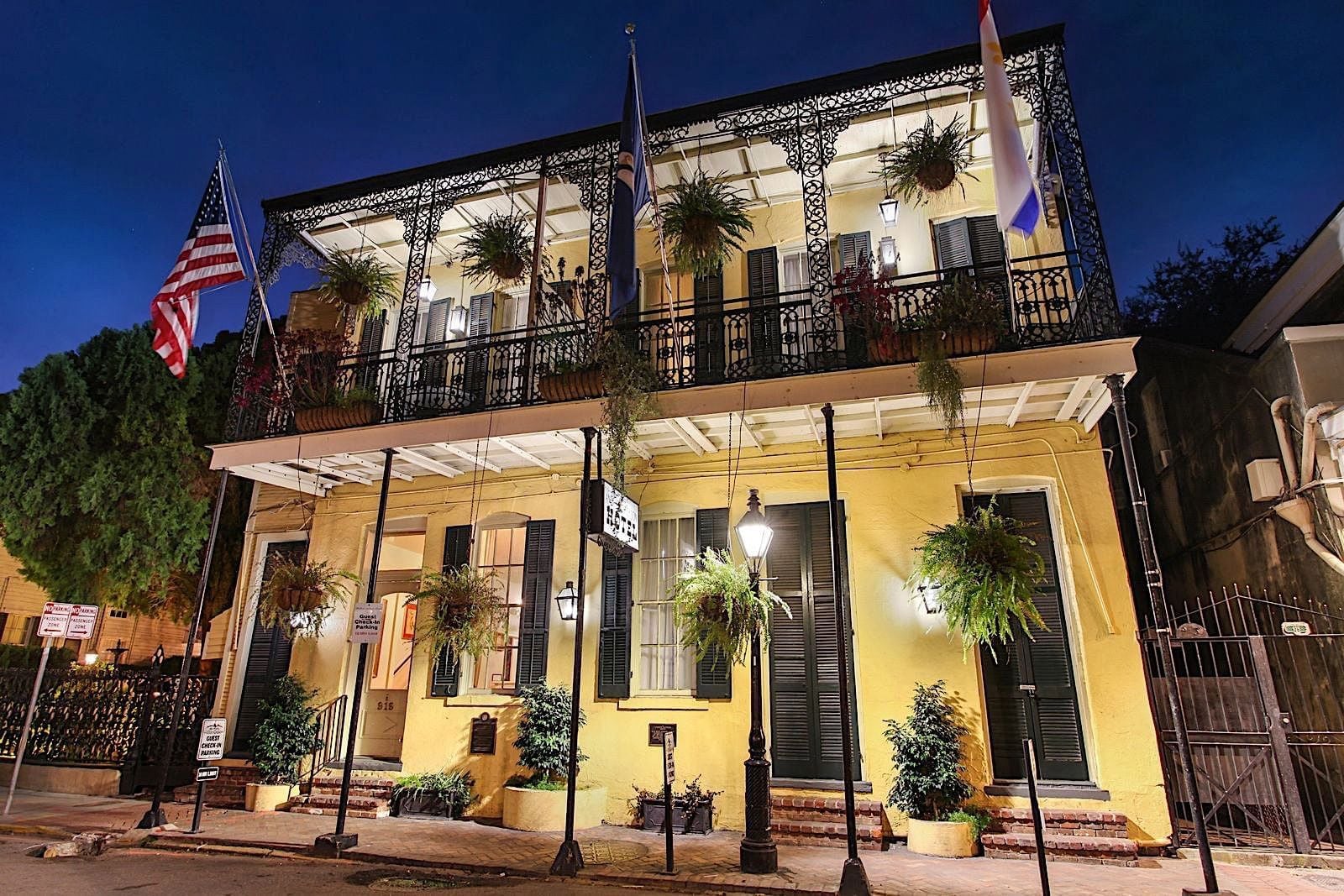 Exterior of the Andrew Jackson Hotel at 919 Royal Street in the New Orleans French Quarter, on the site of an 1794 Spanish Colonial boys' school and orphanage