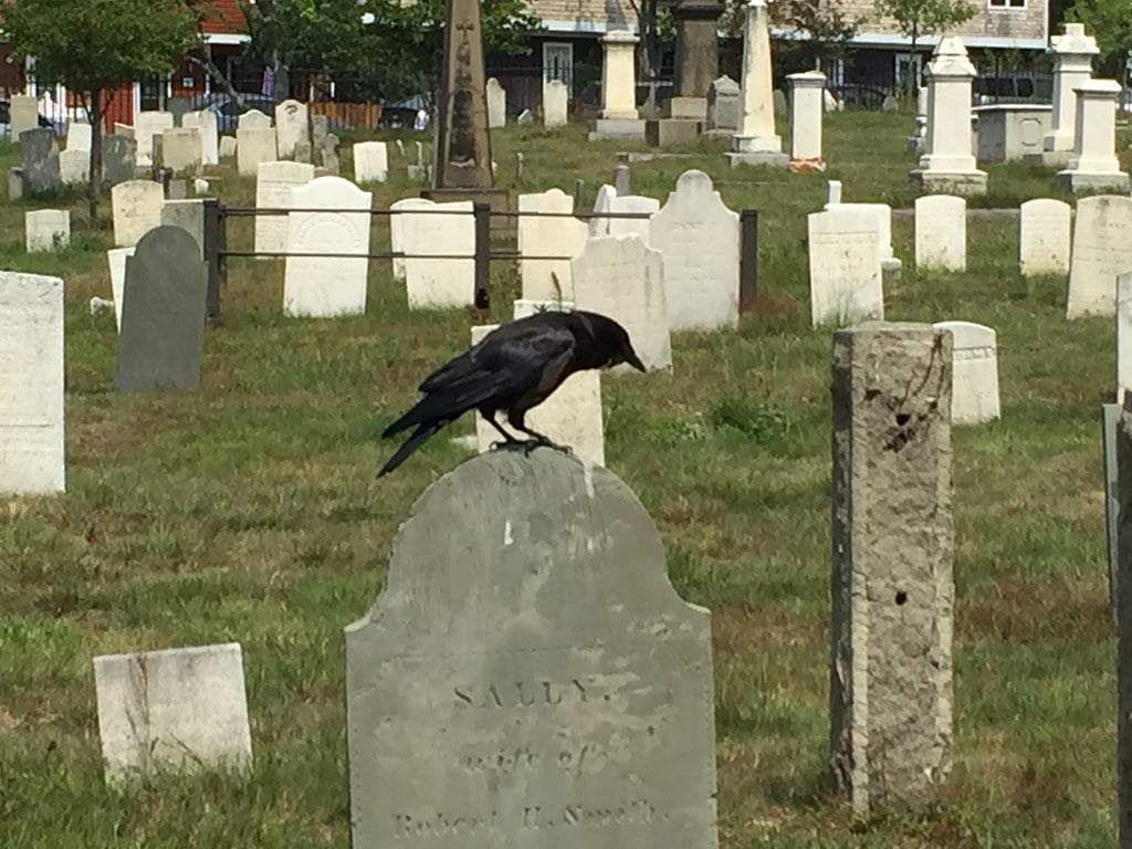 Slate gravestones at Eastern Cemetery on Munjoy Hill in Portland, Maine