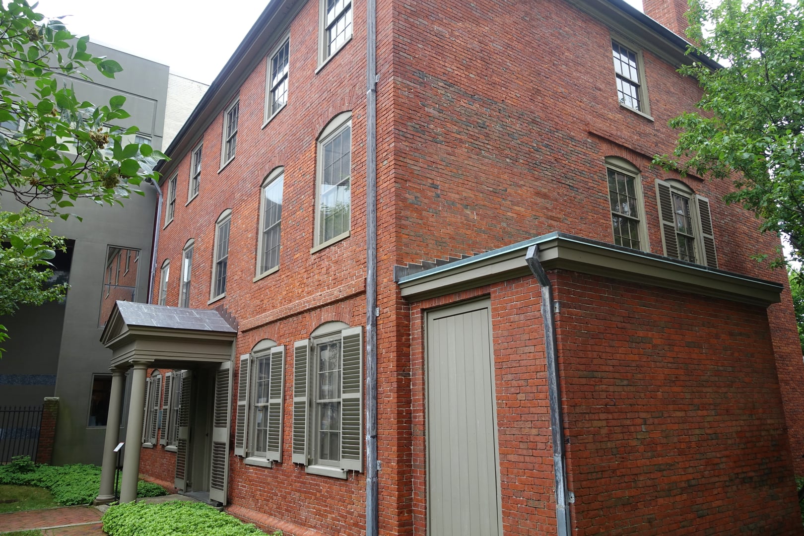Federal-style brick Wadsworth-Longfellow House at 489 Congress Street in Portland, Maine
