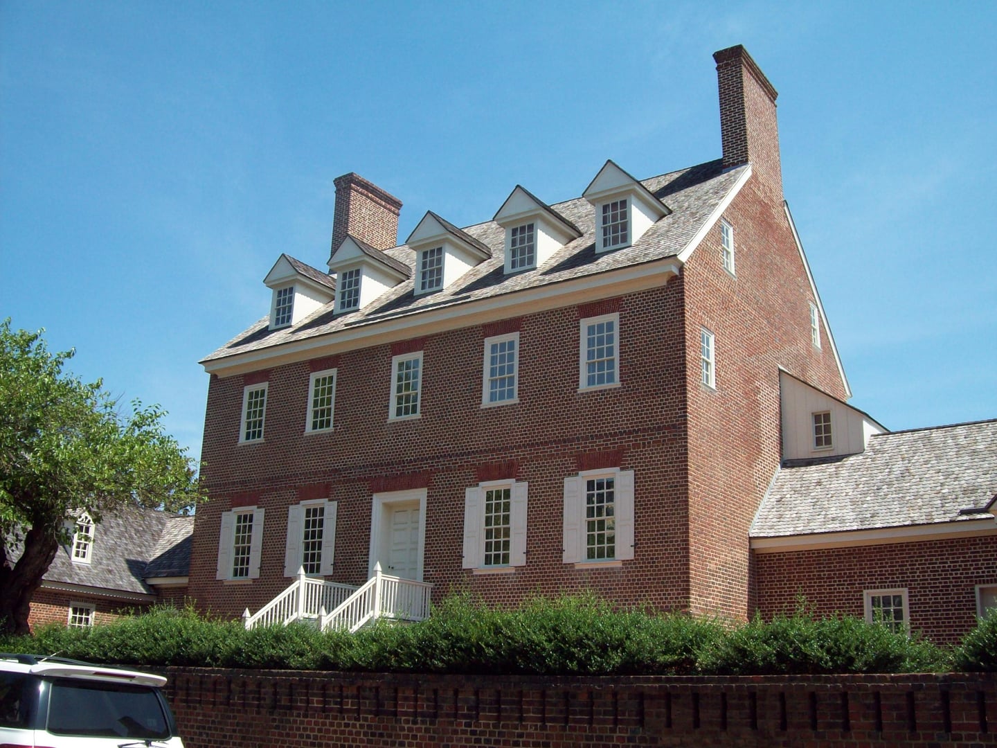The 1765 William Paca House, a five-part Georgian brick mansion built by a signer of the Declaration of Independence in Annapolis, Maryland