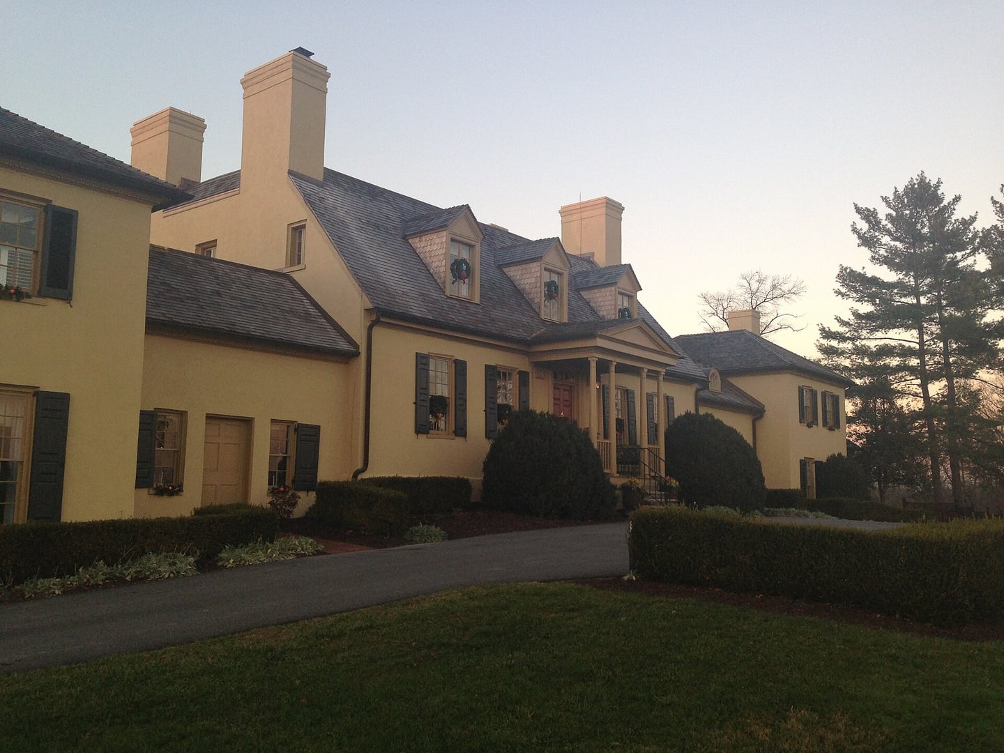 The 1738 Belmont Manor house viewed from the front lawn, a Colonial Georgian mansion in Elkridge, Maryland now operated as a Howard County historic park