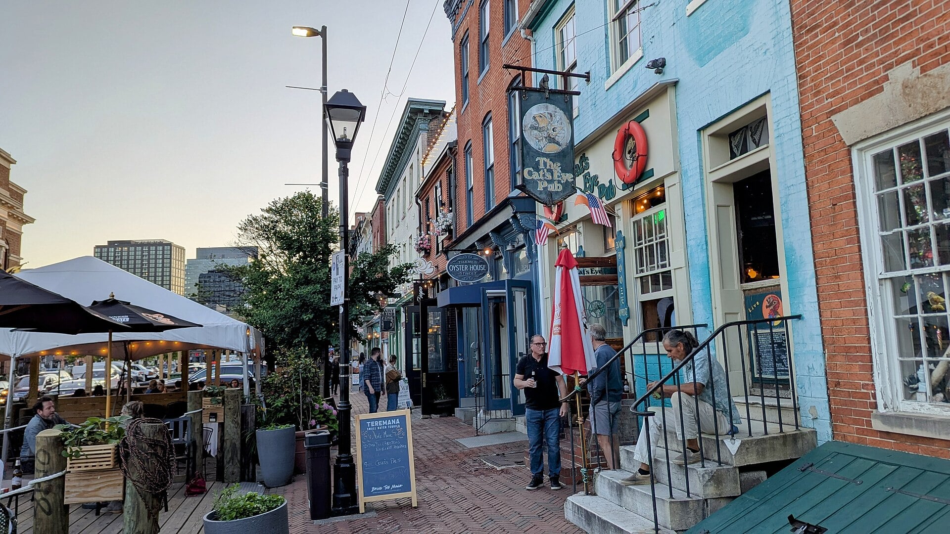 Exterior of Cat's Eye Pub at 1730 Thames Street in Fells Point, Baltimore, Maryland, a live-music bar established 1975