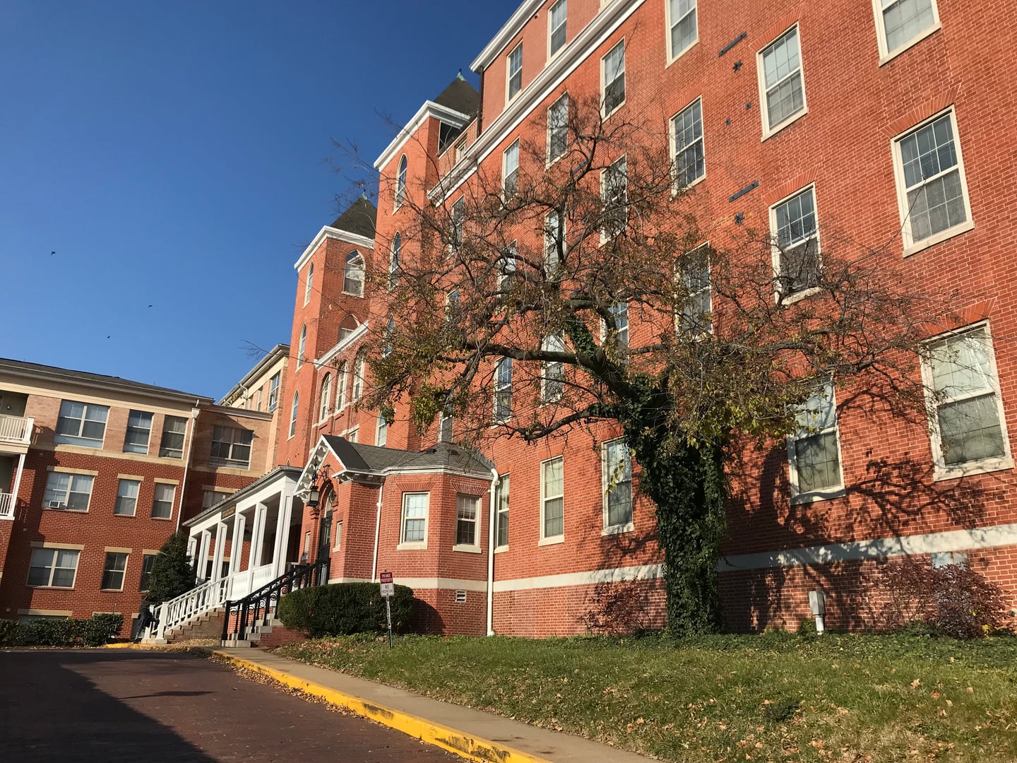 The former Church Home and Hospital building at 100 N. Broadway, Baltimore, Maryland — where Edgar Allan Poe died in 1849.