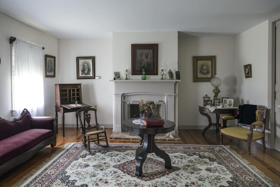 The period-furnished parlour inside the Dr. Samuel A. Mudd House Museum, Waldorf, Maryland, 2017.