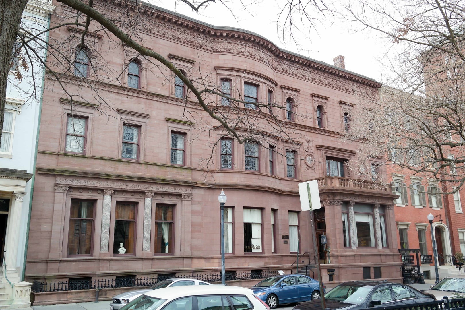 Exterior of the Garrett-Jacobs Mansion at 11 West Mount Vernon Place, Baltimore, home of the Engineers Club