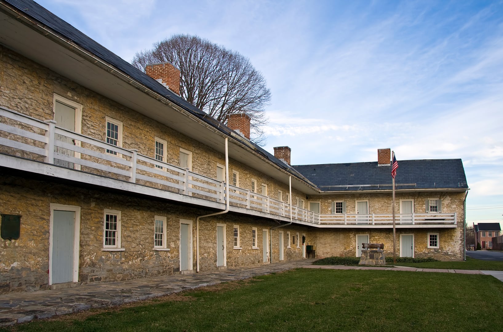 The surviving 18th-century stone Hessian Barracks on the Maryland School for the Deaf grounds in Frederick, Maryland.