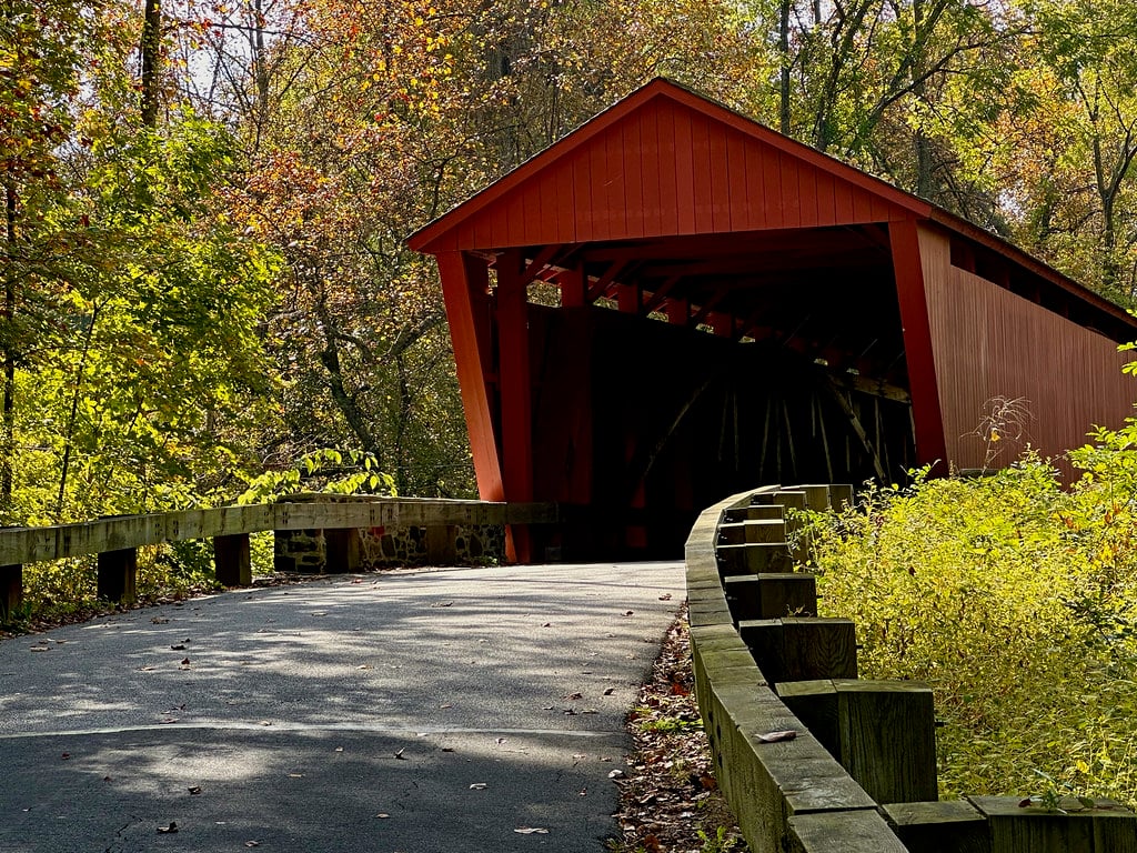 The 1865 Jericho Covered Bridge over the Little Gunpowder Falls near Kingsville, Maryland