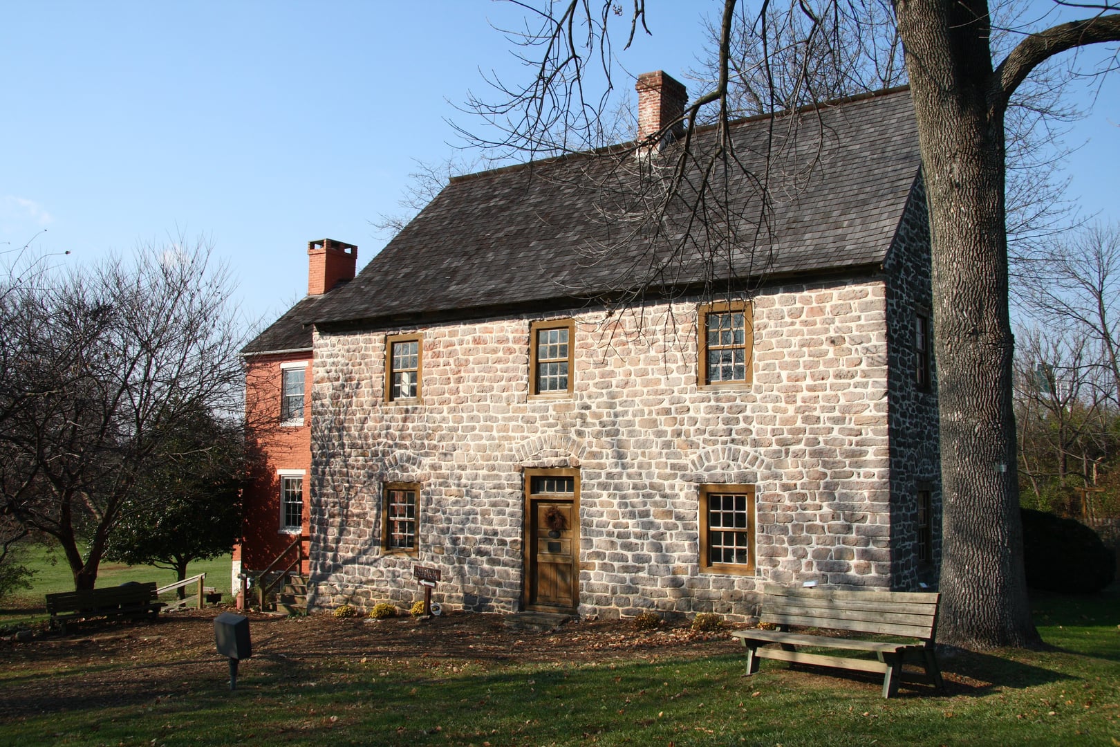 Schifferstadt, the 1758 stone German colonial farmhouse built by the Brunner family in Frederick, Maryland