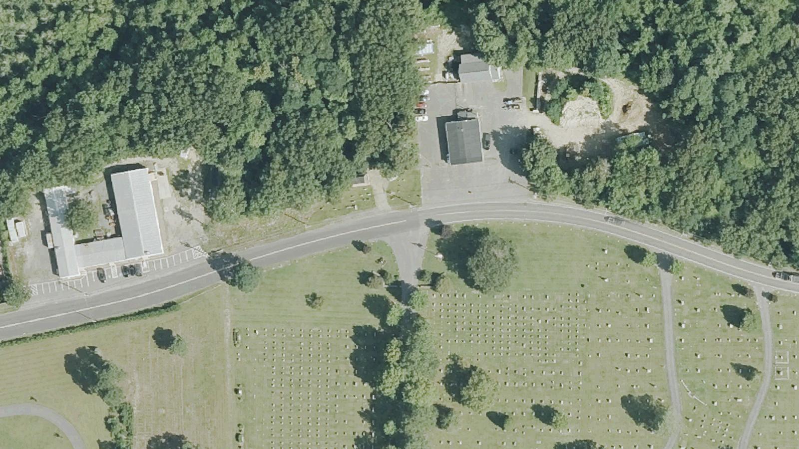 Aerial survey view of Broadway Street Cemetery