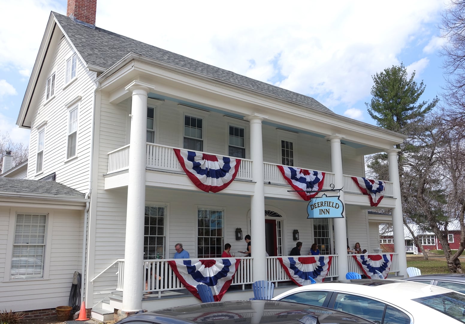 Exterior of the historic Deerfield Inn on Old Main Street in Deerfield, Massachusetts