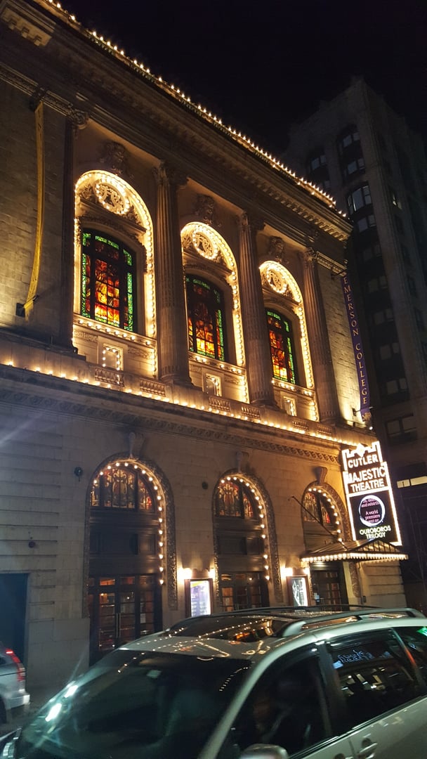 Exterior facade of the Cutler Majestic Theatre in Boston's Piano Row District, a restored 1903 Beaux Arts opera house