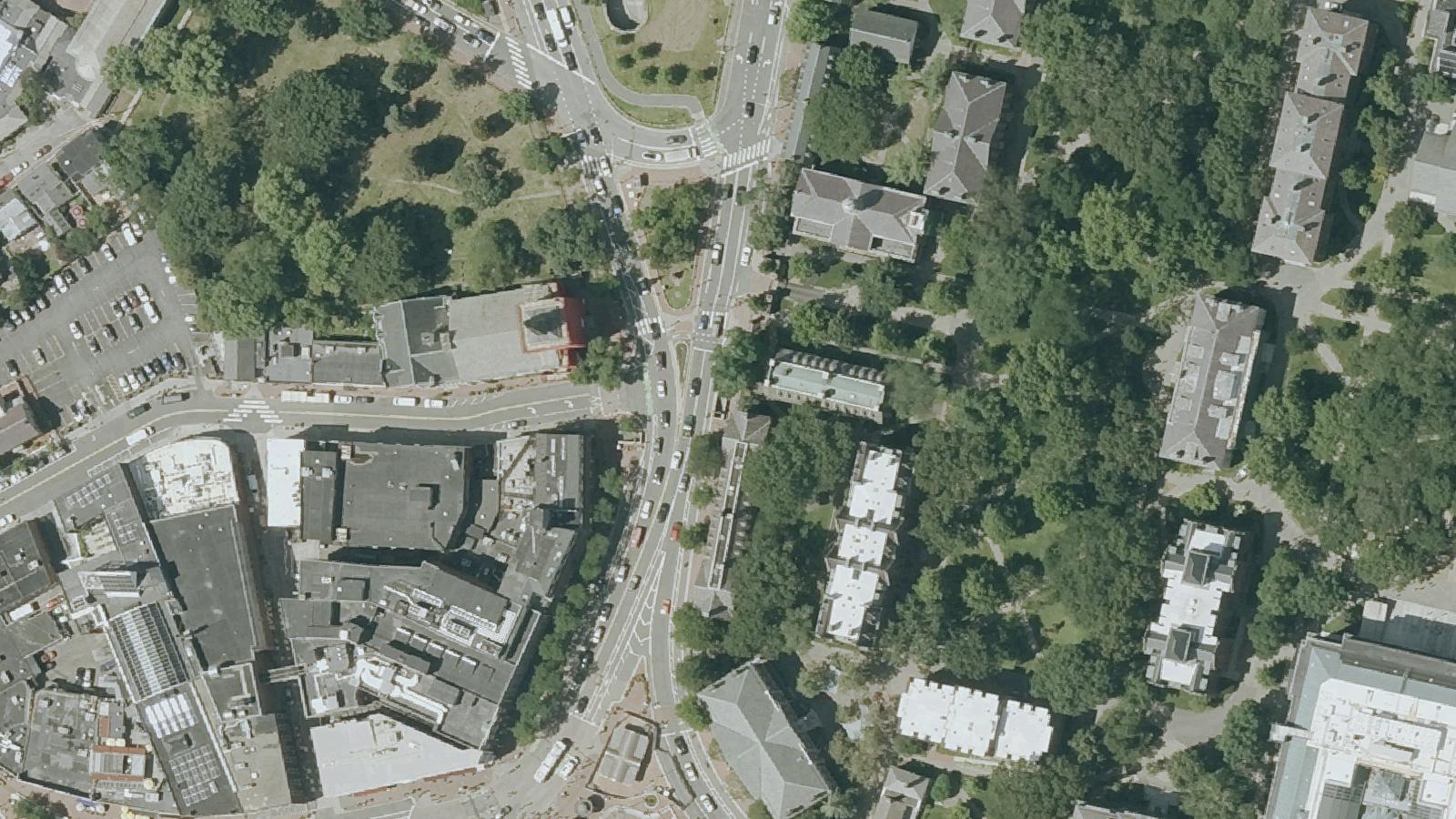 Aerial survey view of Massachusetts Hall