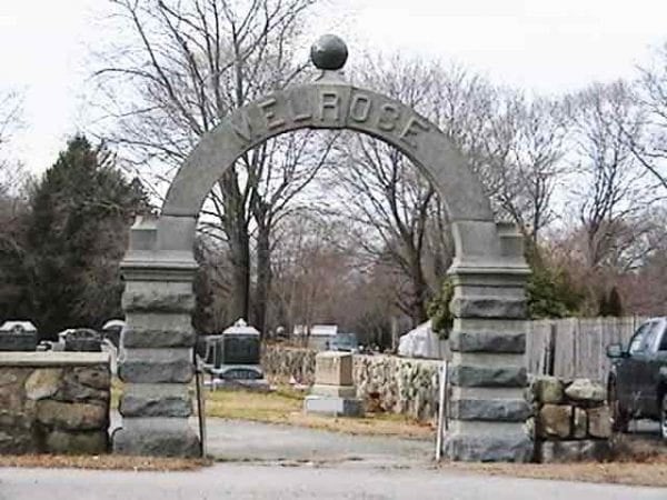 Tree-lined paths and 19th-century headstones at Melrose Cemetery on North Pearl Street in Brockton, Massachusetts