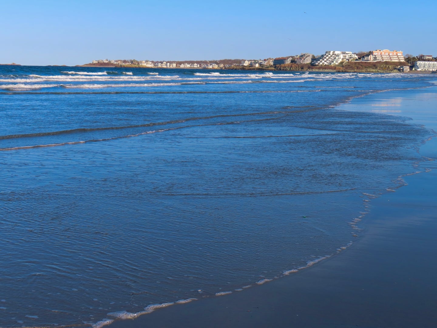 Sunset over Nantasket Beach at low tide, Hull, Massachusetts.
