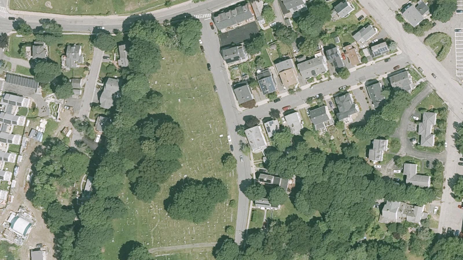 Aerial survey view of Old Hill Burying Ground