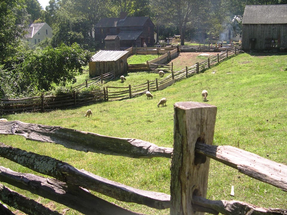 Old Sturbridge Village living history museum center village wide view, Sturbridge Massachusetts