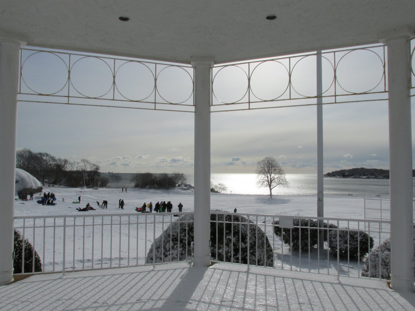 View from the gazebo at Stage Fort Park, Gloucester, Massachusetts, overlooking the harbor
