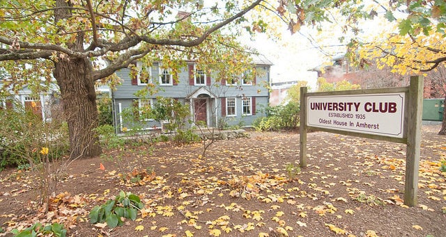 The 1728 Boltwood-Stockbridge House, a colonial wood-frame building on the UMass Amherst campus, now the University Club