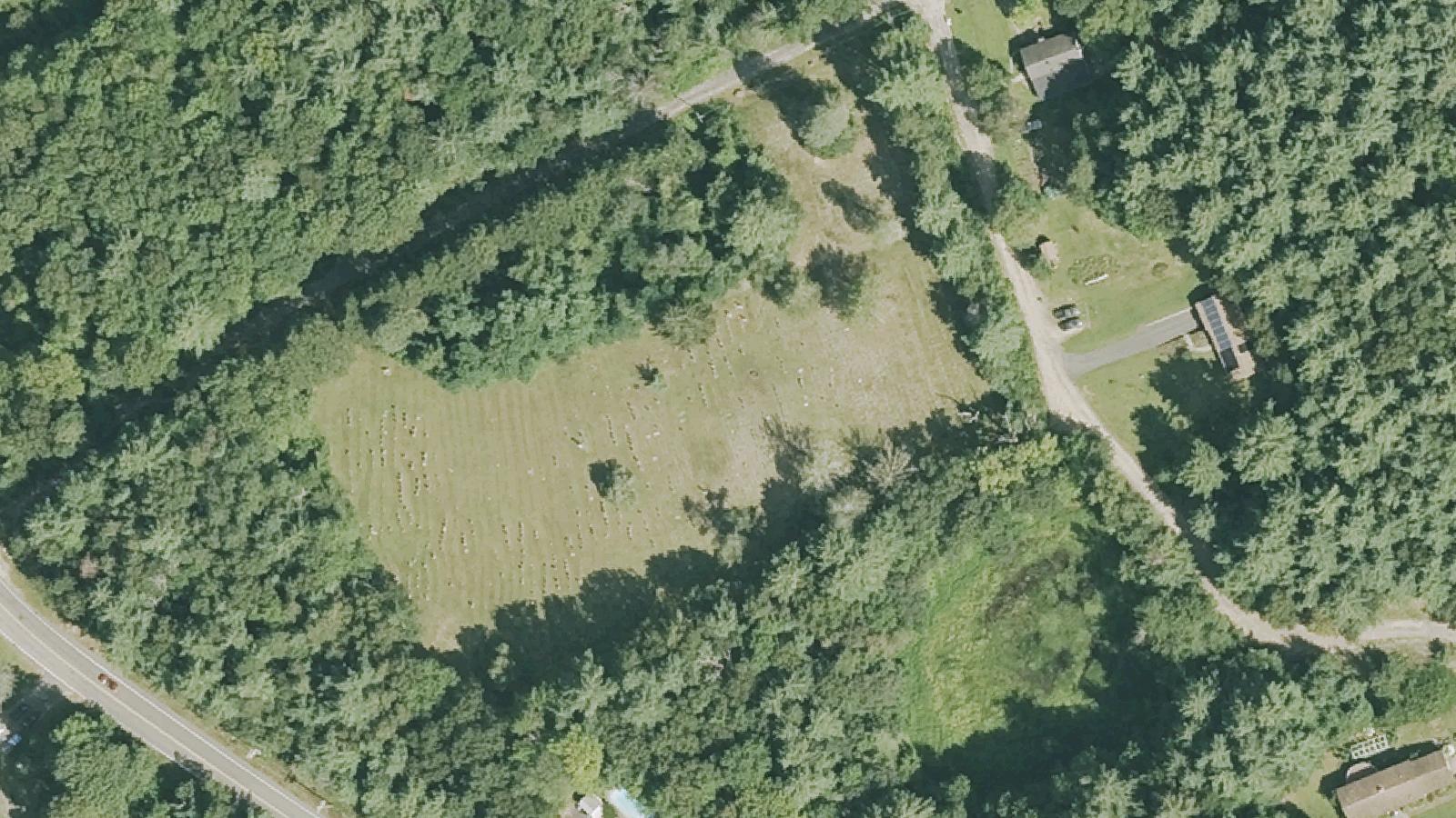 Aerial survey view of Palmer Center Cemetery