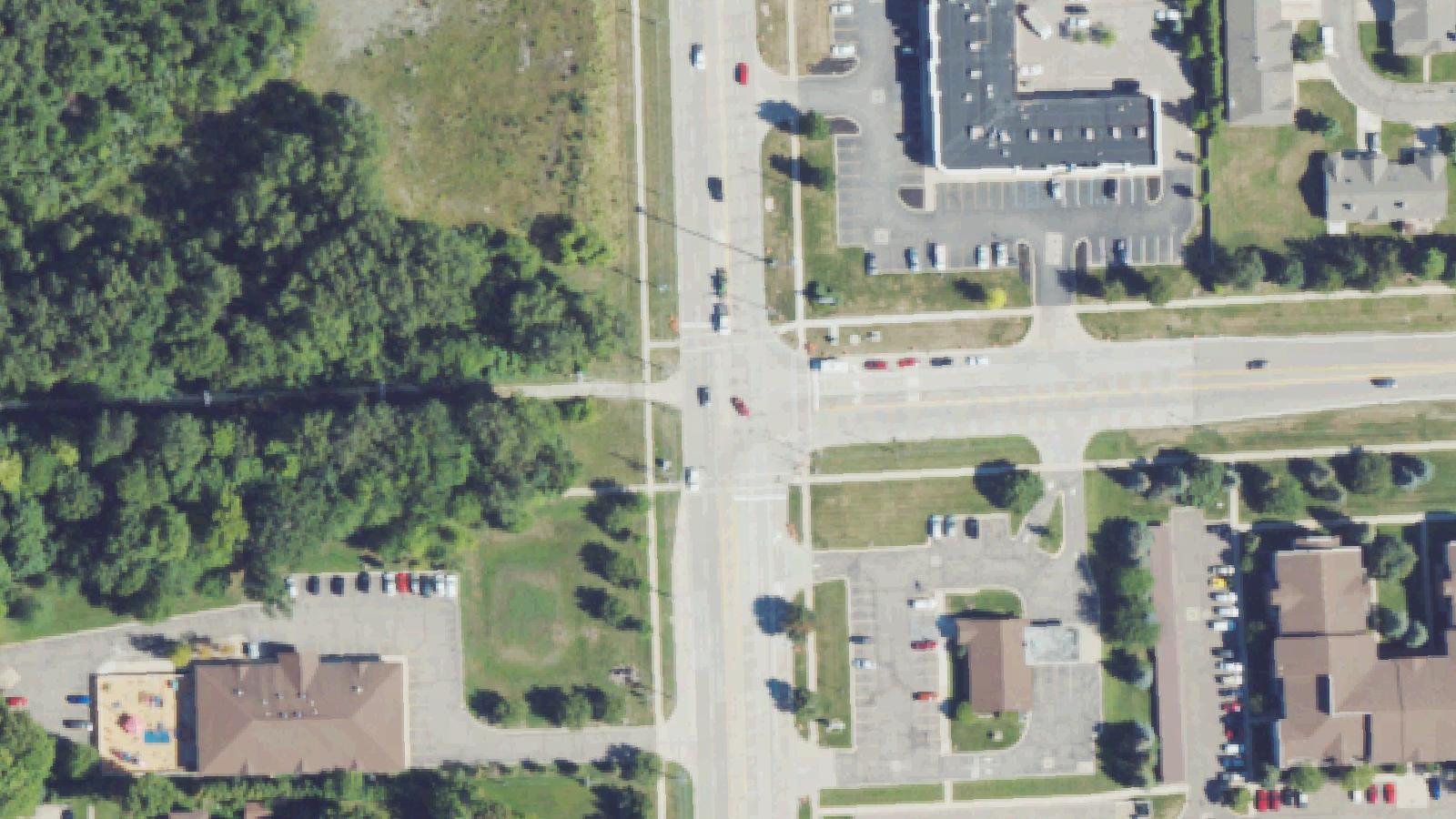 Aerial survey view of 18 Mile Road and Hayes Cemetery