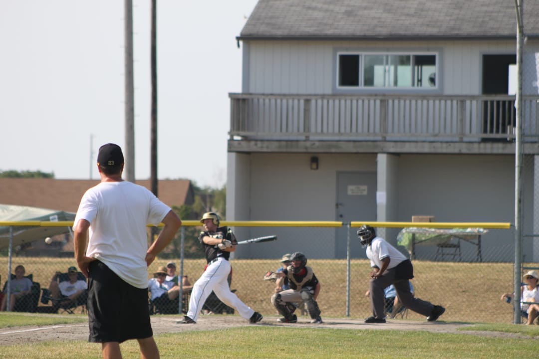 Sandlot Baseball Game Hit Ball, Henry Ford Field, Livonia, Michigan