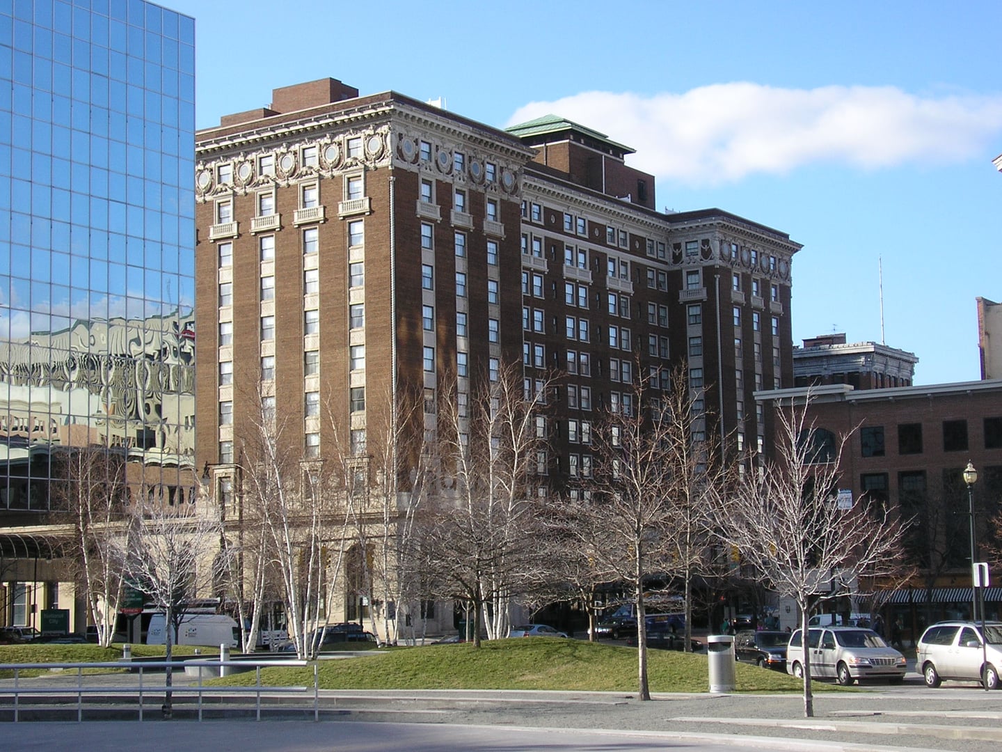 Amway Grand Plaza Hotel exterior in downtown Grand Rapids, Michigan