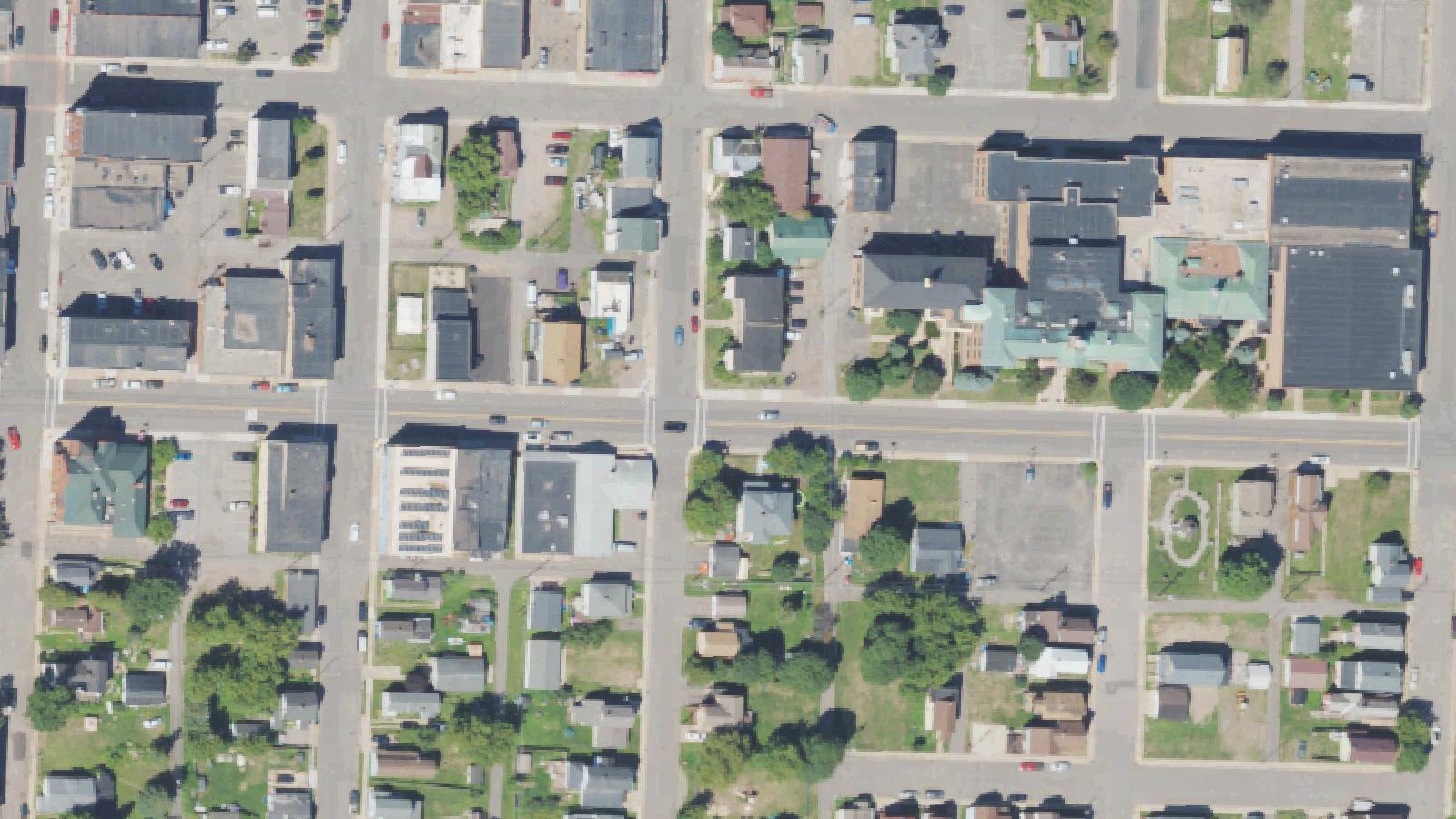 Aerial survey view of Barnes-Hecker Mine Memorial