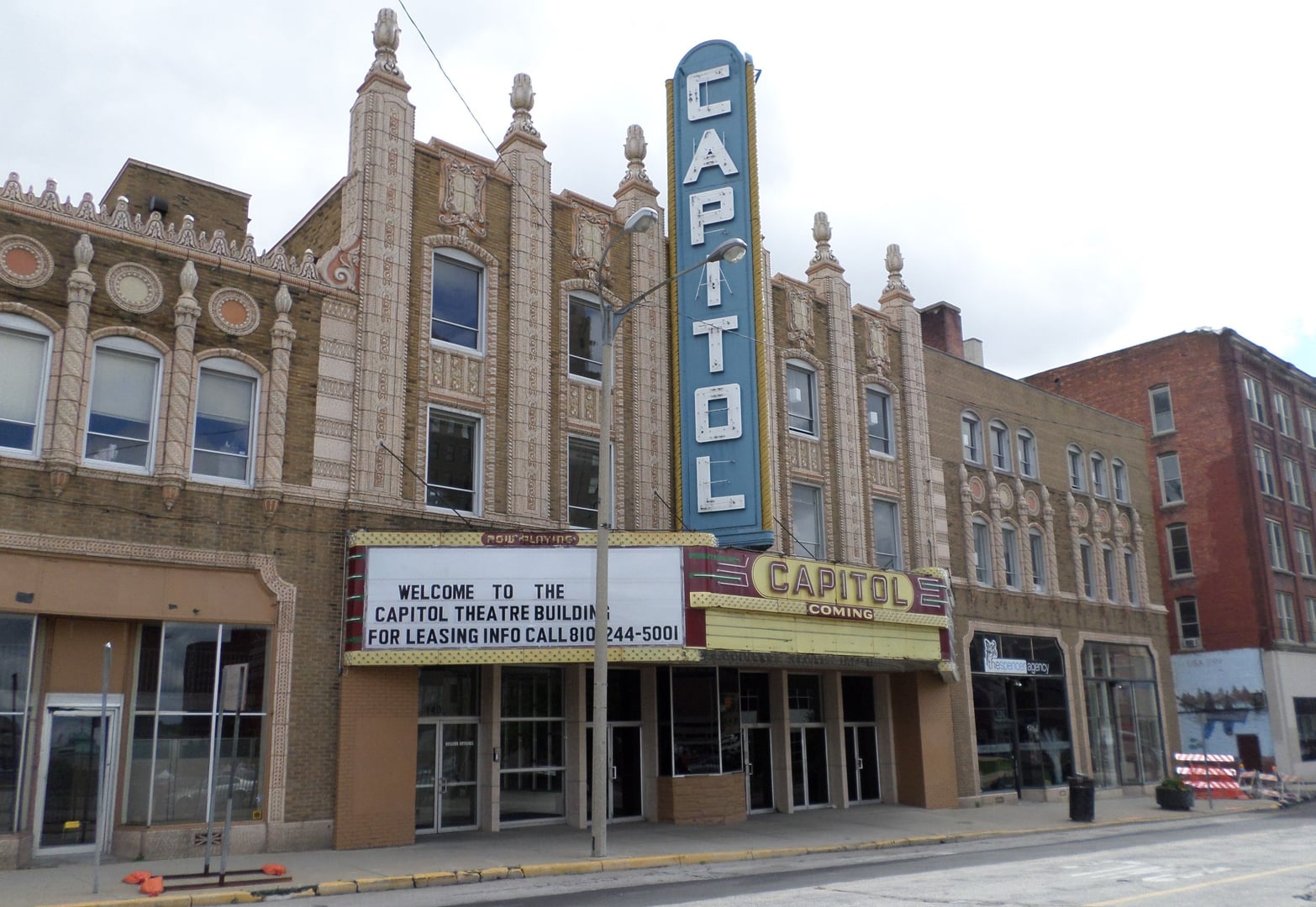 Capitol Theatre Building in downtown Flint, Michigan — John Eberson atmospheric theater opened 1928