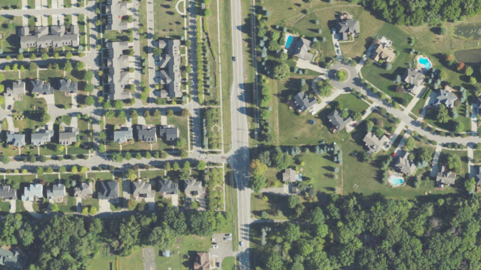 Aerial survey view of Denton Road Bridge