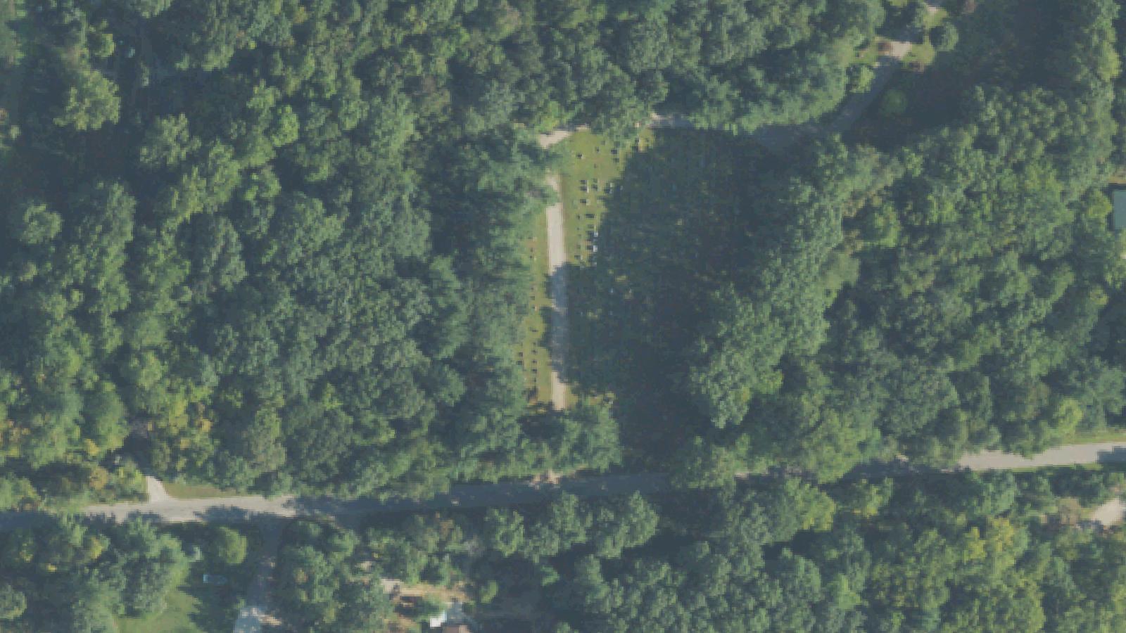 Aerial survey view of Dice Road Cemetery (Richland Lutheran Cemetery)