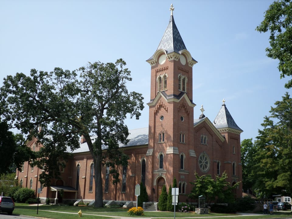 The First Congregational Church, located at 106 S. Bostwick St, Charlotte, MI