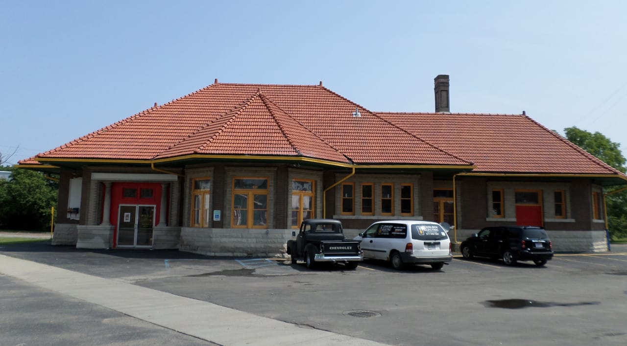 The Michigan Central Railroad Charlotte Depot, now a restaurant, located at 430 N. Cochran Ave, Charlotte, MI