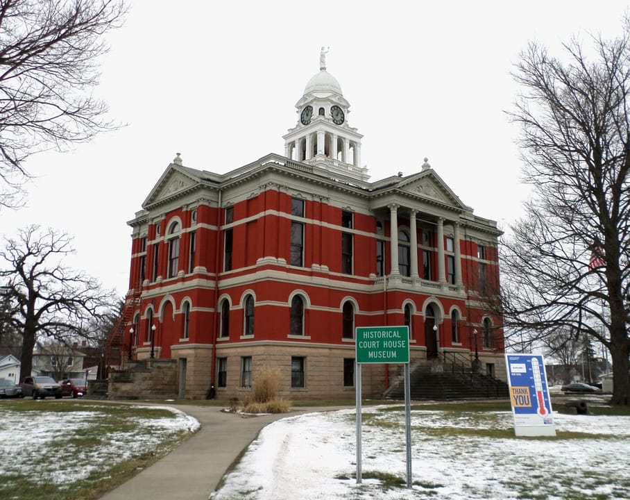 The former Eaton County Courthouse, now a museum, located at 100 W Lawrence Ave, Charlotte, MI. The building is listed on the National Register of Historic Places.