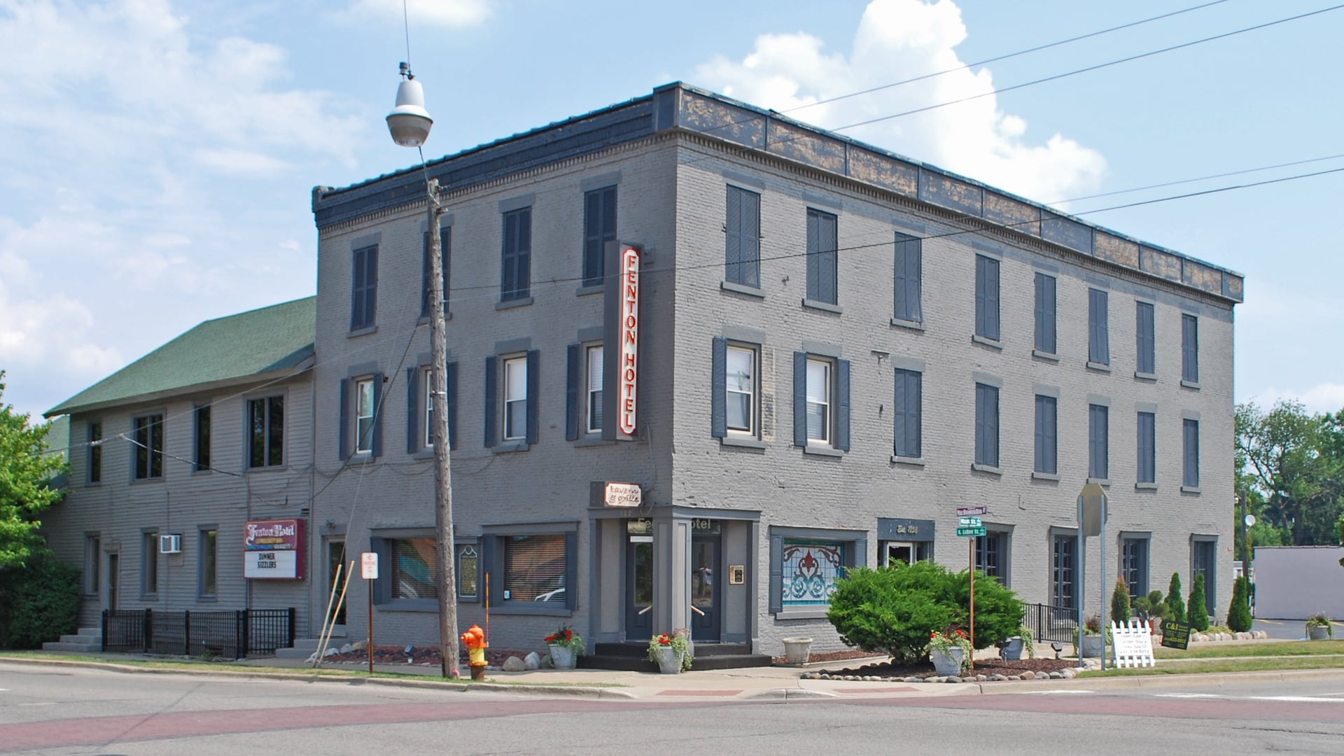 The 1856 Vermont House / Fenton Hotel, a historic brick hotel building in downtown Fenton, Michigan, listed on the National Register.