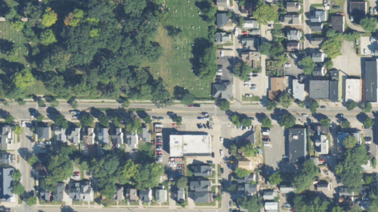 Aerial survey view of Fulton Street Cemetery