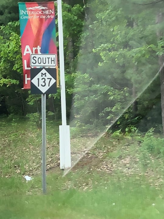 M-137 reassurance sign near Interlochen, Michigan
