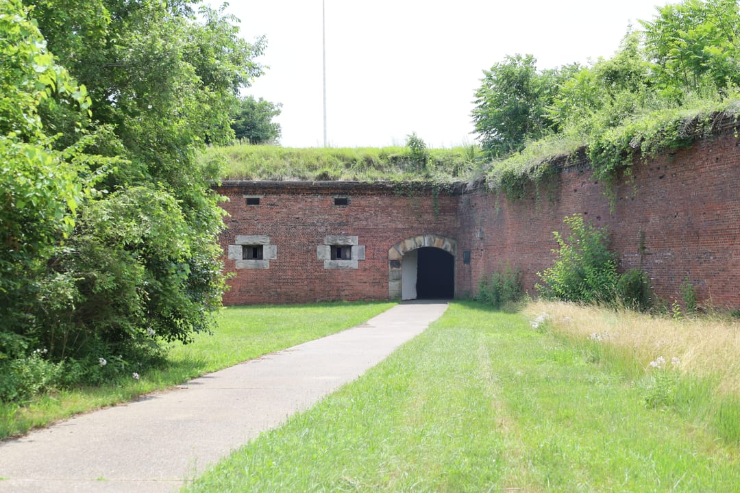 Original 1848 limestone barracks at Historic Fort Wayne, a star fort on the Detroit River in Detroit, Michigan