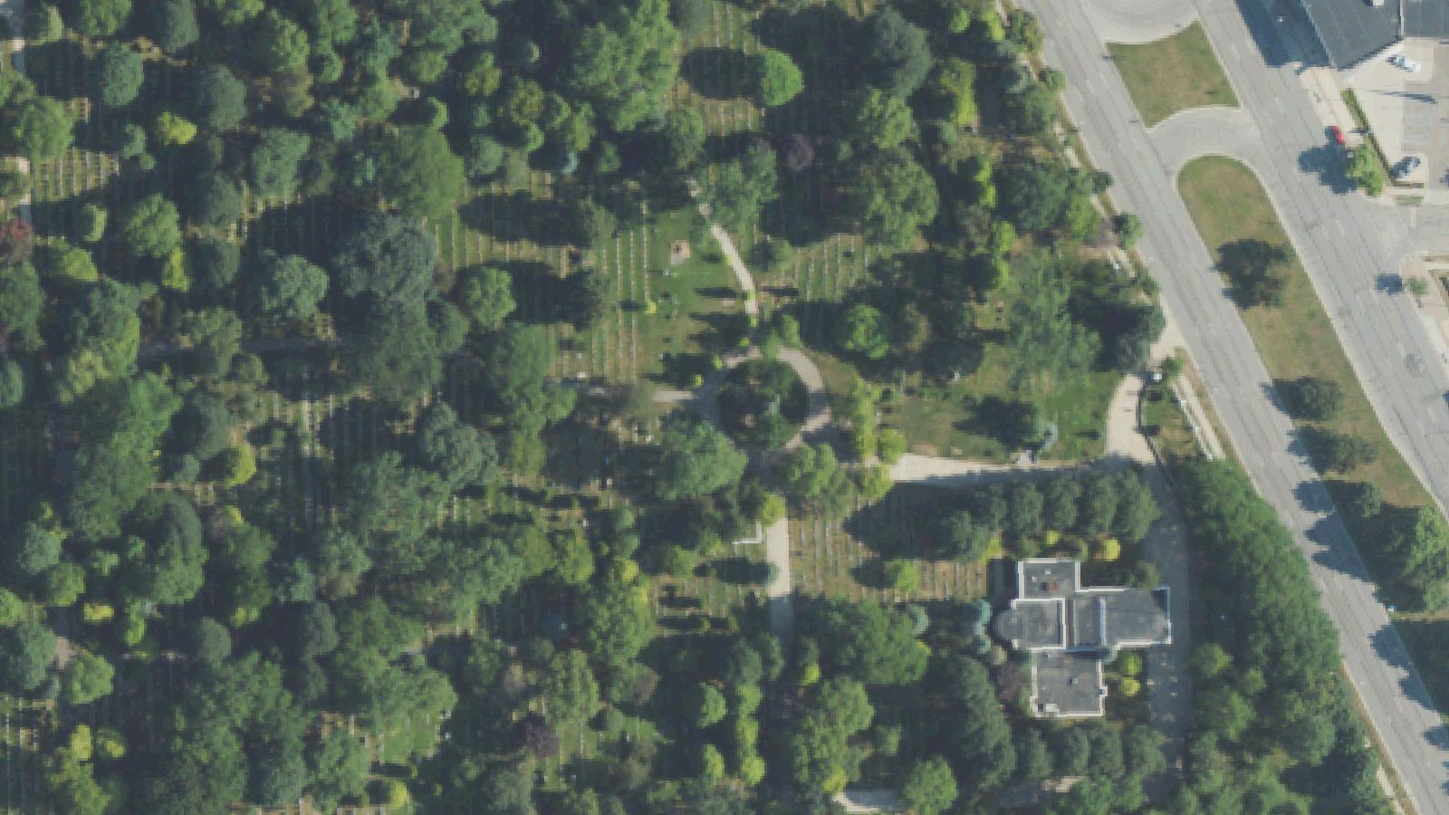 Aerial survey view of Machpelah Cemetery