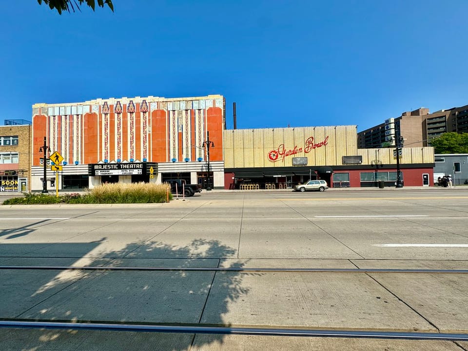 The Majestic Theatre historic music venue exterior on Woodward Avenue in Detroit, Michigan