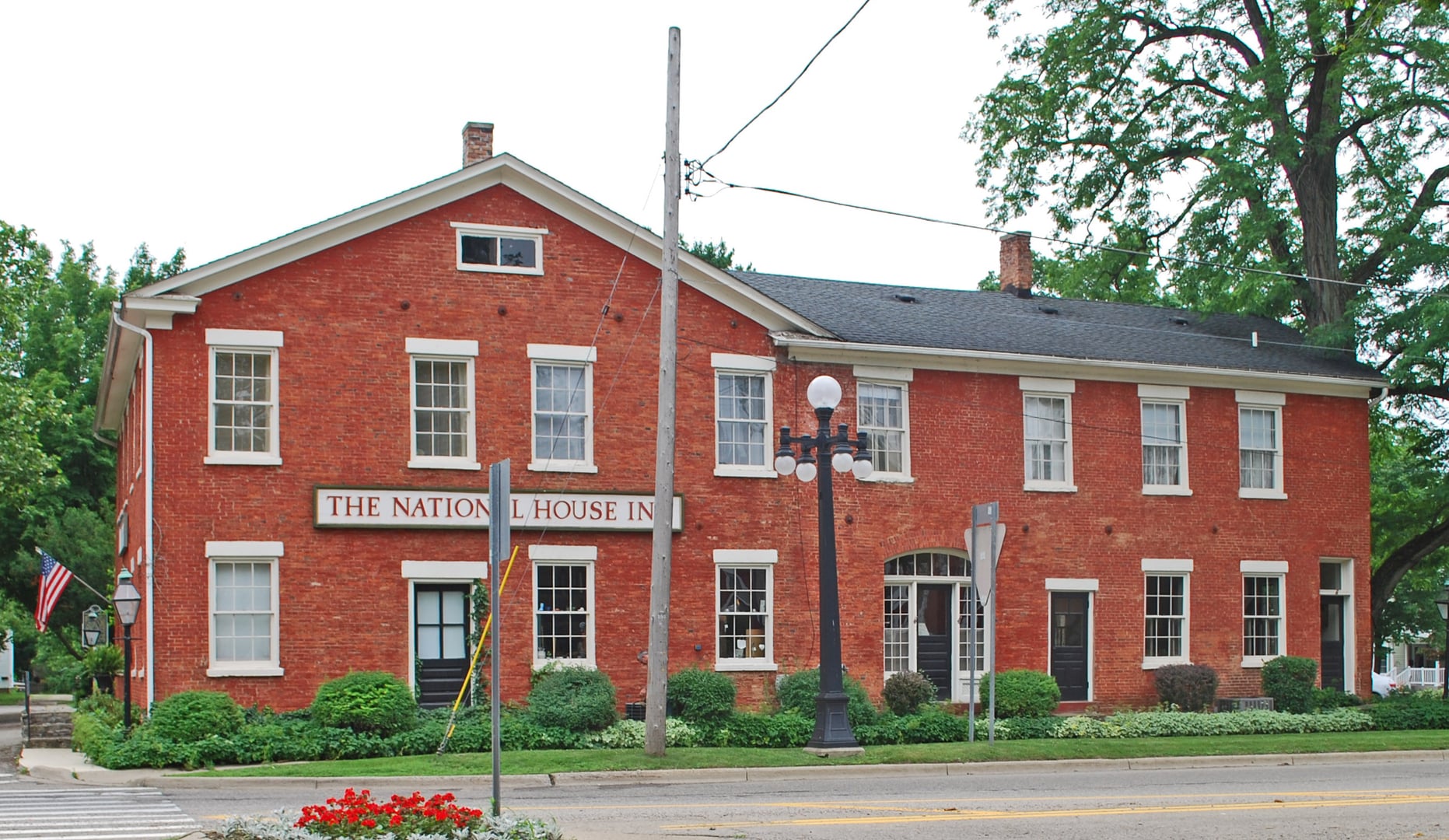 The historic 1835 National House Inn on Fountain Circle in Marshall, Michigan