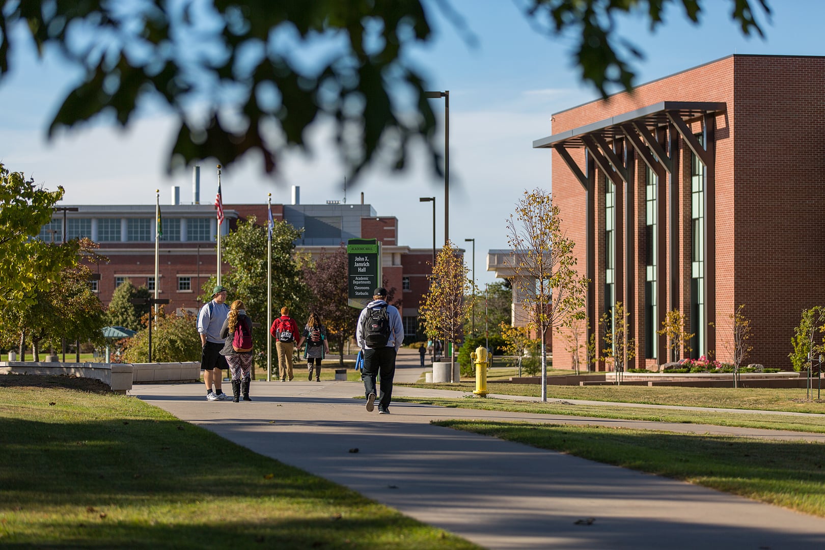 The Academic Mall connecting Jamrich Hall, West Science, and Learning Resource Center on the Northern Michigan University campus in Marquette.