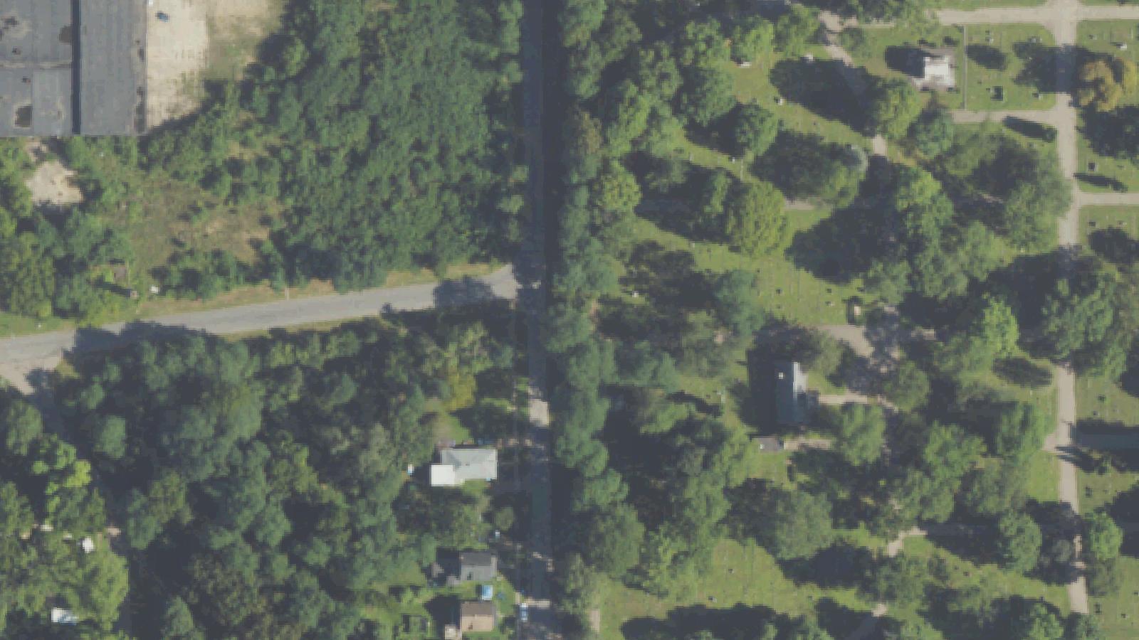 Aerial survey view of Oak Hill Cemetery (Battle Creek)