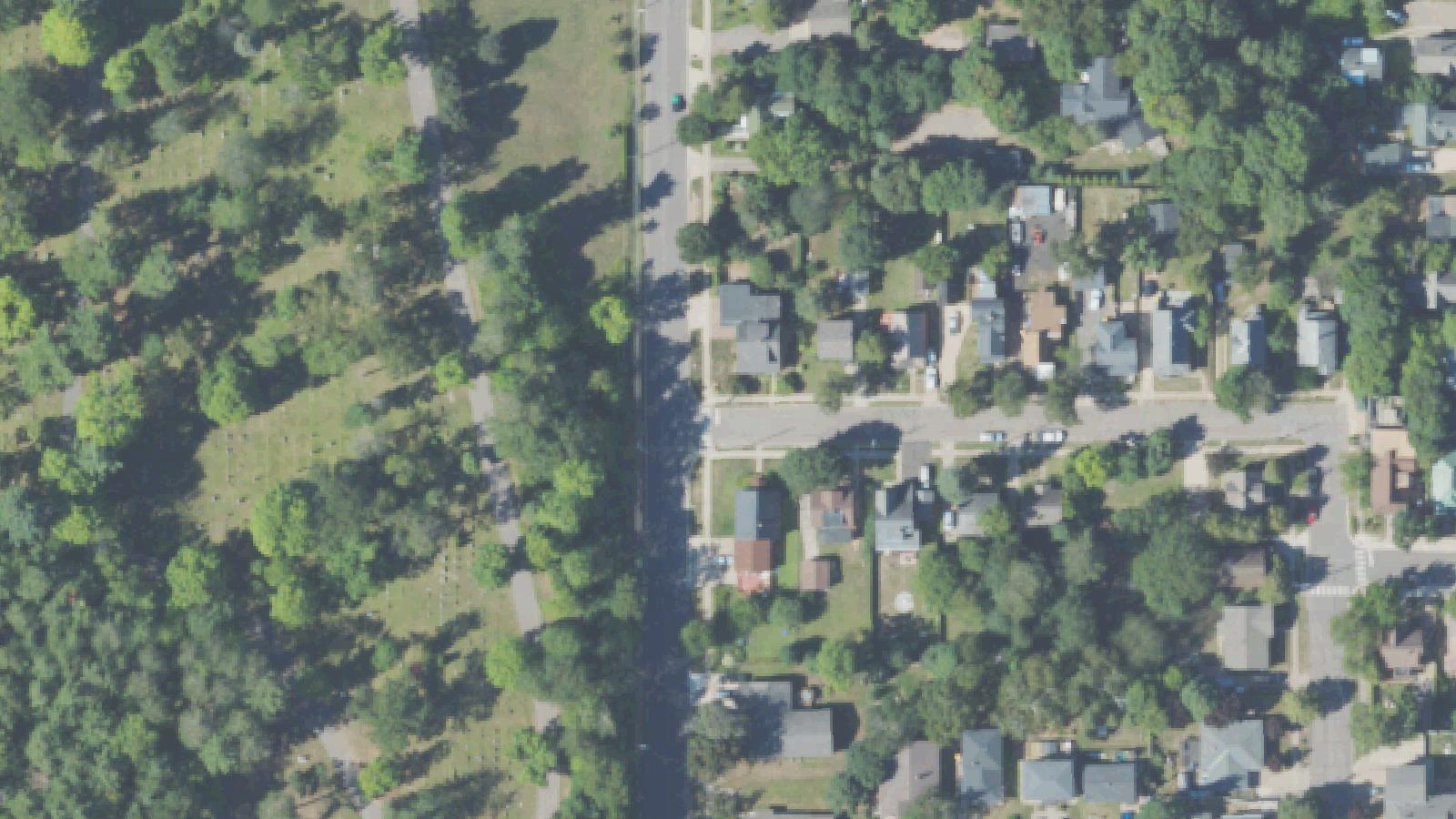 Aerial survey view of Park Cemetery