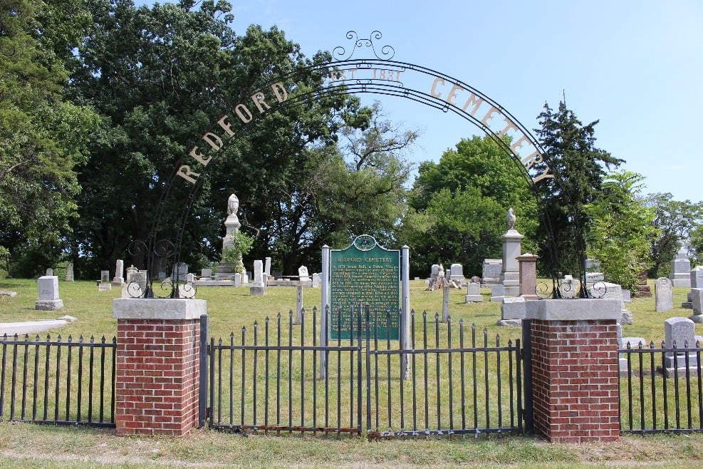 Historic grave markers at Redford Cemetery, founded 1831, Wayne County Michigan