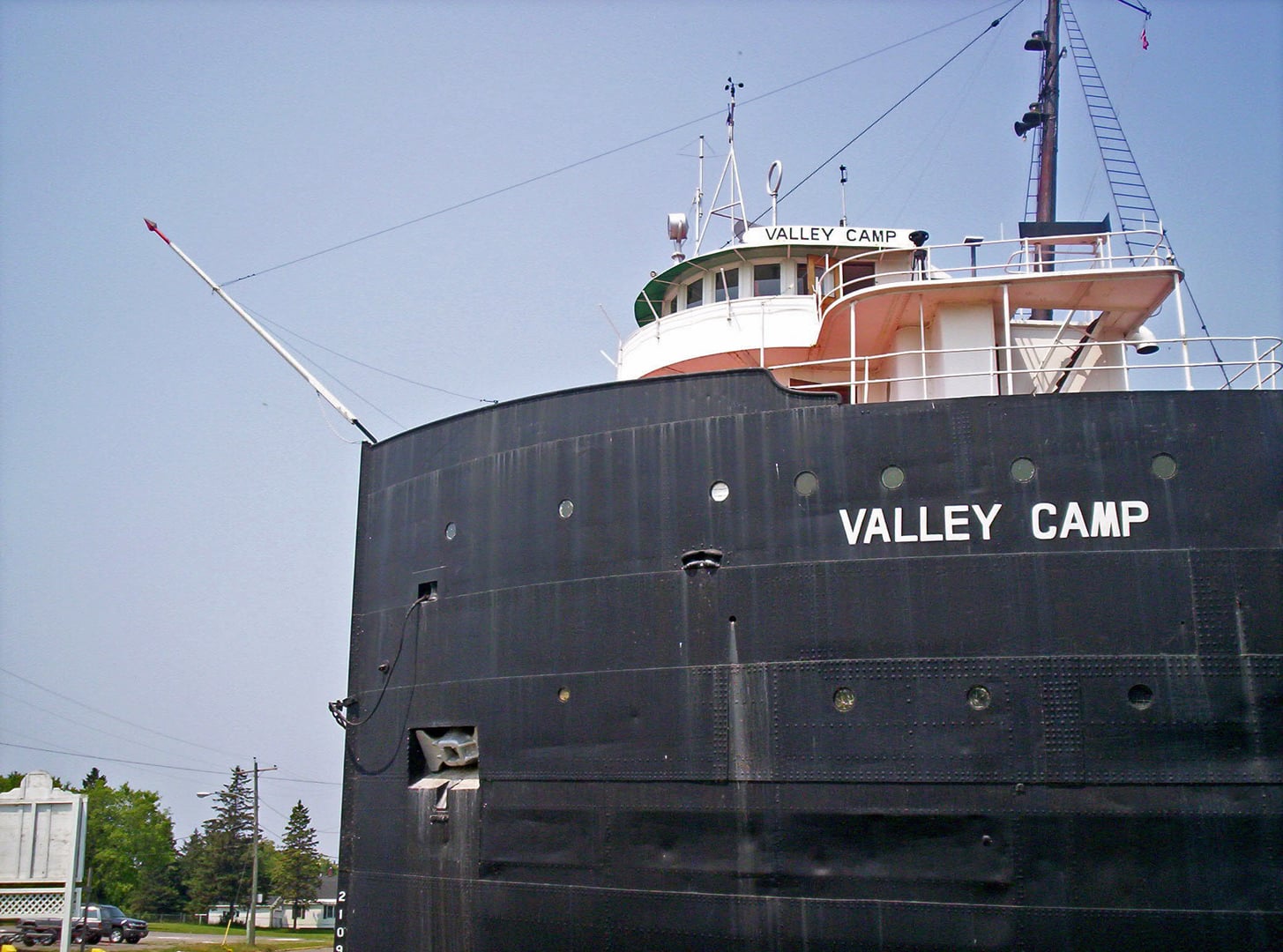 Bow of the SS Valley Camp museum ship docked at Sault Ste. Marie, Michigan