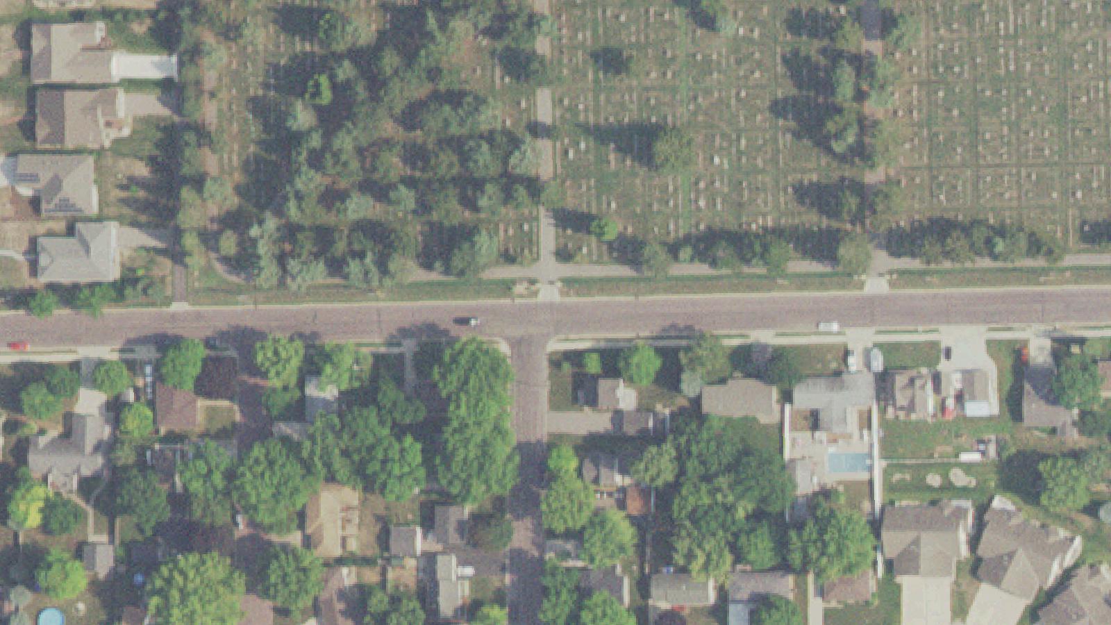 Aerial survey view of Calvary Cemetery