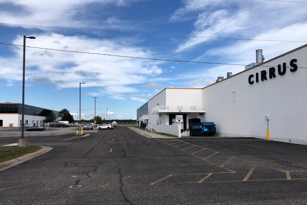 Cirrus Aircraft headquarters and main manufacturing facilities in Duluth, Minnesota, taken in September 2022 on Airport Rd near the Duluth International Airport.